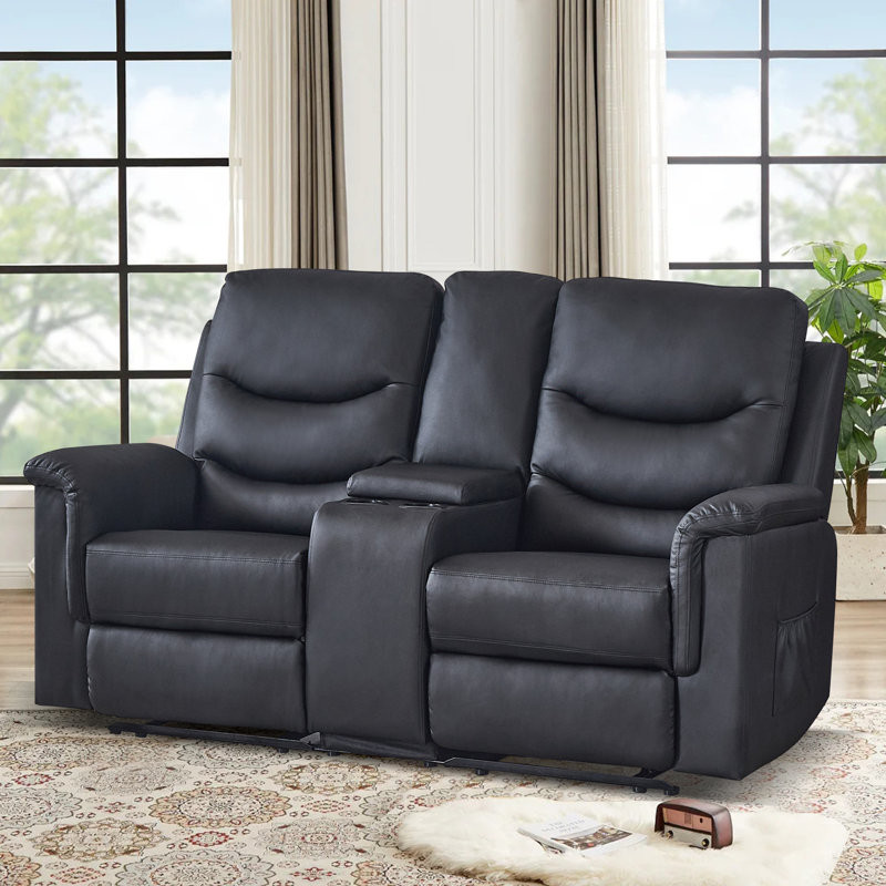 Faux Leather Home Theater Seating with Cup Holder