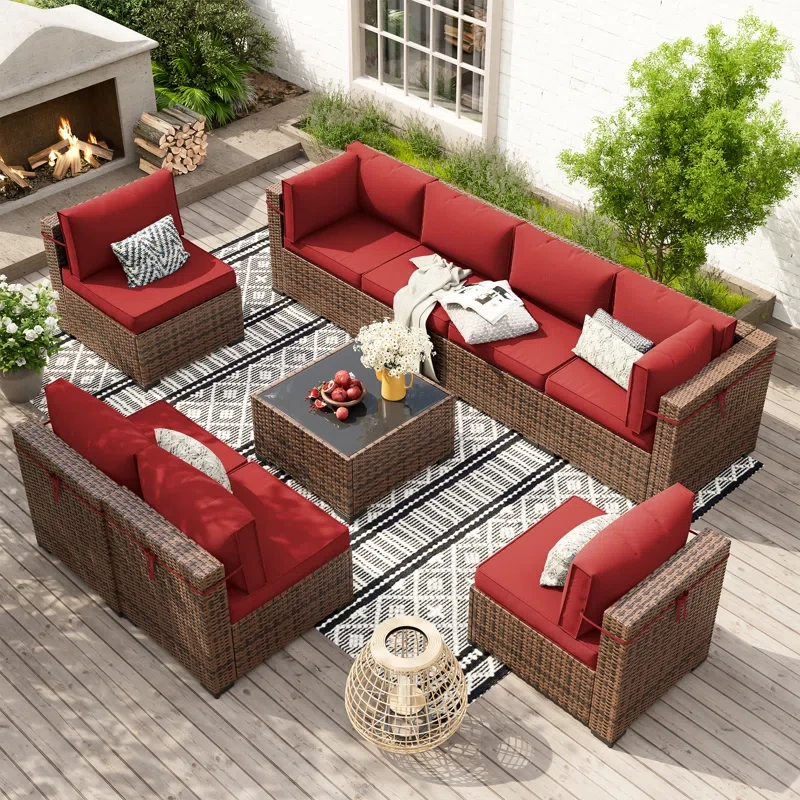 Dinyu 8 - Person Outdoor Seating Group with Cushions