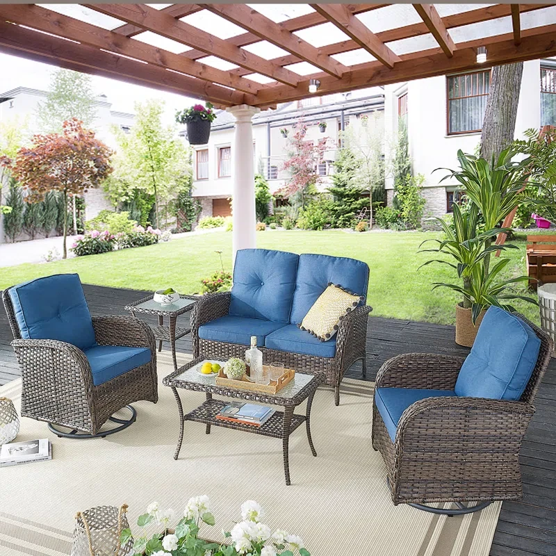 Rattan Wicker Seating Group with Cushions