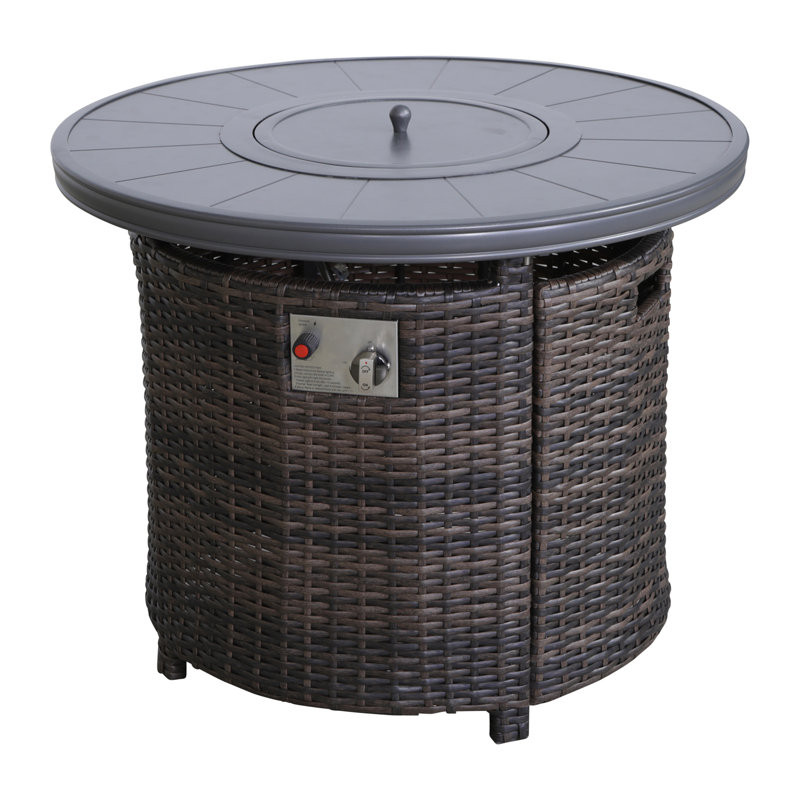 Taniha 25" H x 30" W Outdoor Fire Pit Table with Lid 25" H x 30" W x 30" D