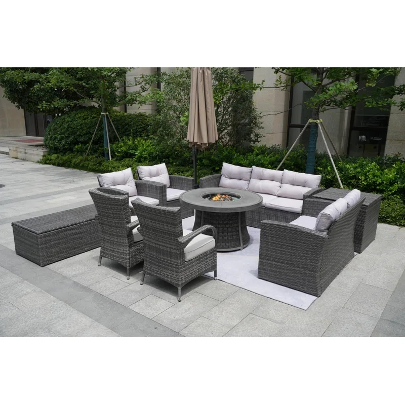 Areefa 9 - Person Outdoor Seating Group with Cushions