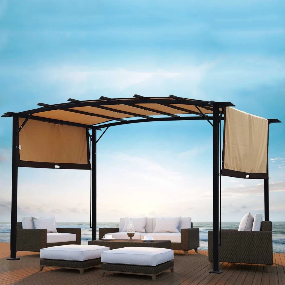 9 Ft. W x 12 Ft. D Steel Pergola with Canopy