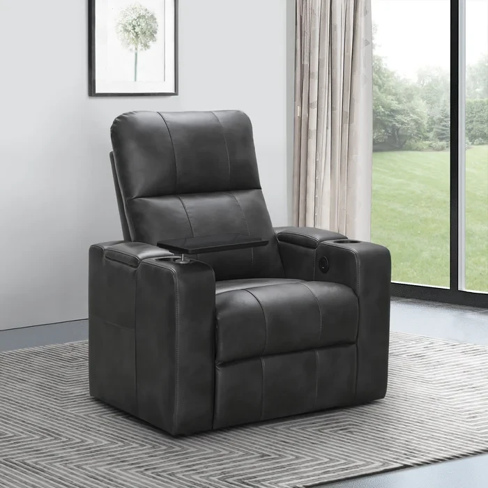 Fairfax Faux Leather Power Reclining Home Theater Seating with Cup Holder (Set of 4)