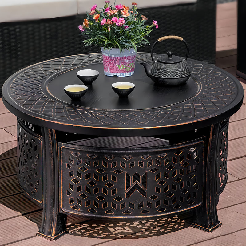 Kierre 15.75'' H x 31.89'' W Cold Rolled Steel Outdoor Fire Pit Table with Lid