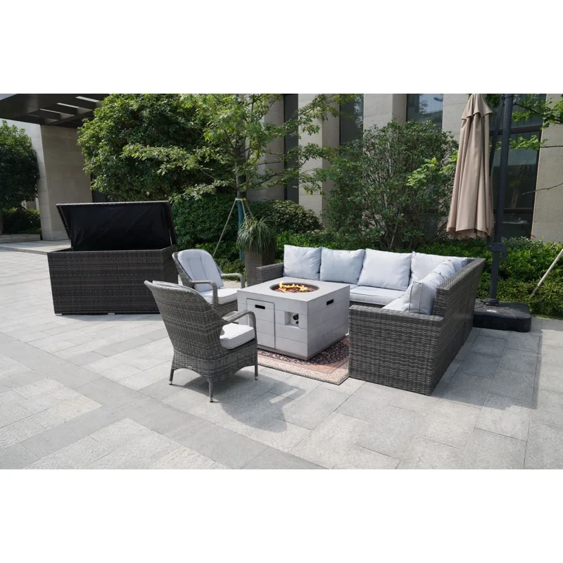 Algird 7 - Person Outdoor Seating Group with Cushions