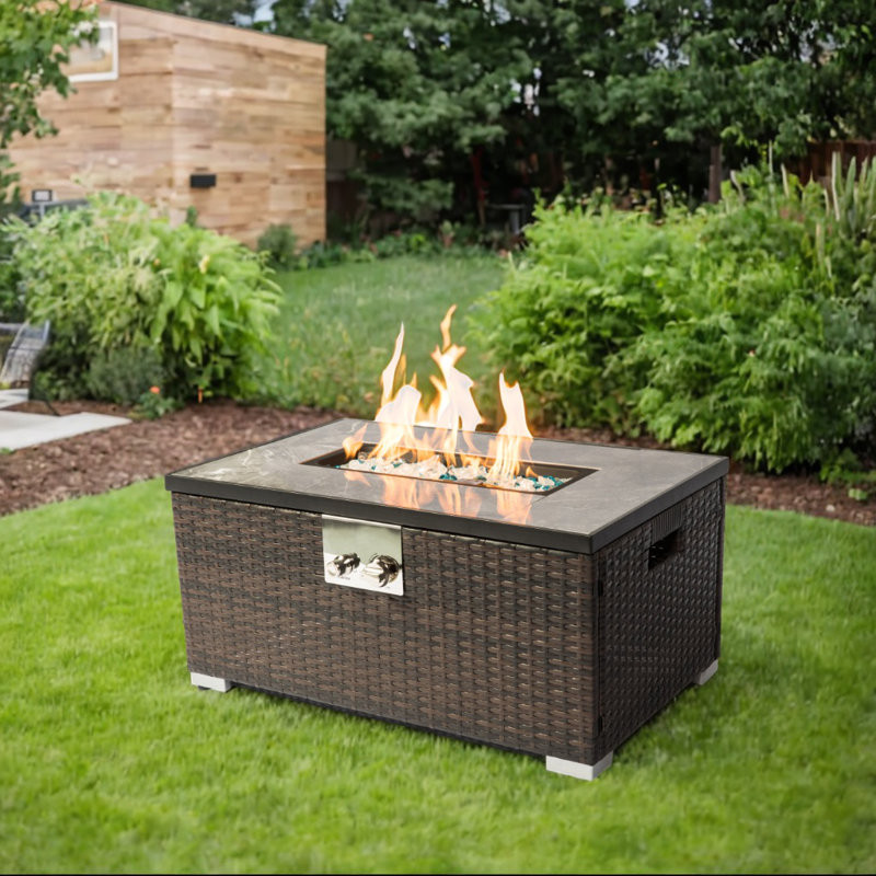 Devanae 14.8" H x 32" W Propane Outdoor Fire Pit Table