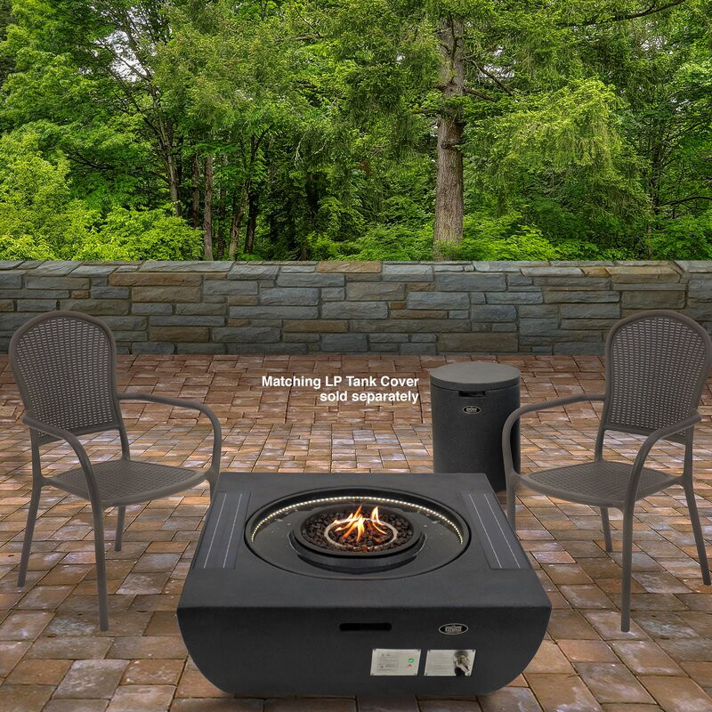 16'' H x 40'' W Stone Propane Outdoor Fire Pit Table