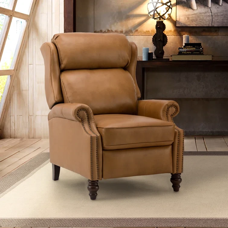 Ambrosane 33" Wide Genuine Leather Manual Standard Recliner