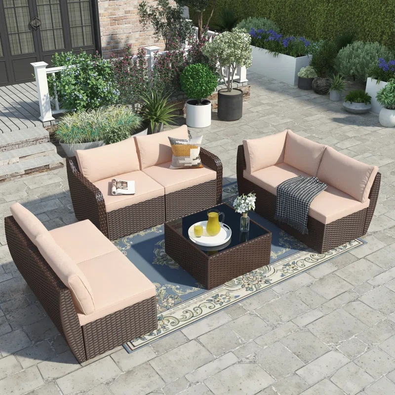 Birte 6 - Person Outdoor Seating Group with Cushions