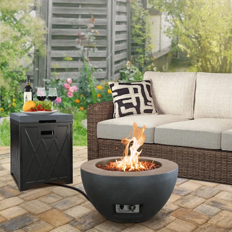 13.4" H x 25" W Concrete Propane Outdoor Fire Pit