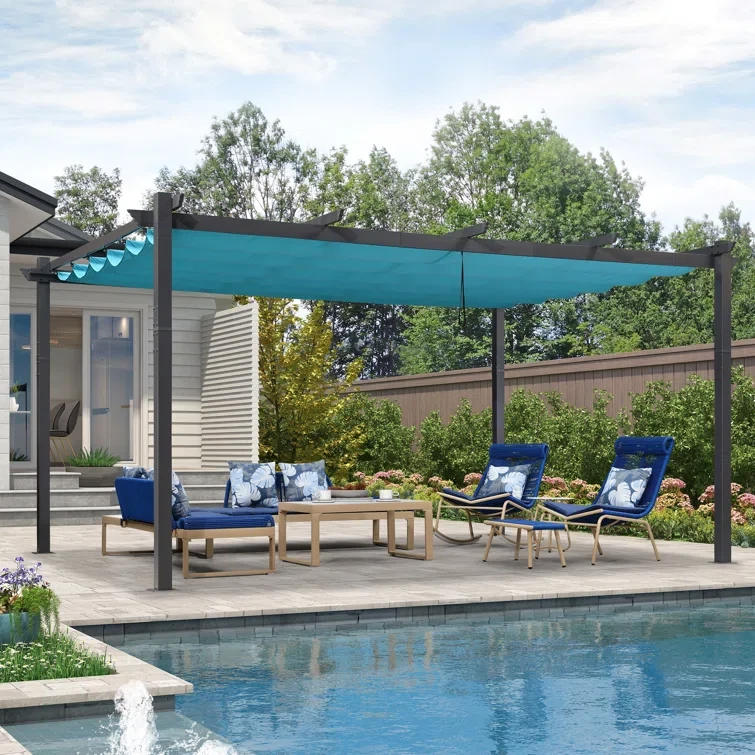 16 Ft. W x 12 Ft. D Aluminum Pergola with Canopy