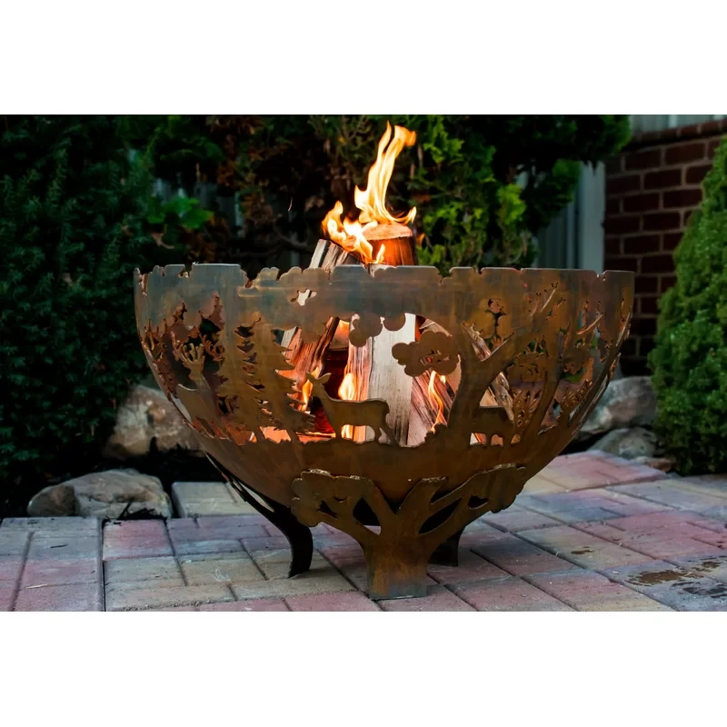 Huckaby Laser Cut Wildlife Steel Wood Fire Pit