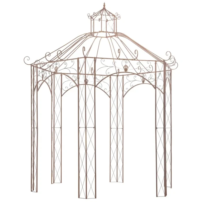 9.8' Garden Pavilion Antique Brown Iron Outdoor Patio Gazebo