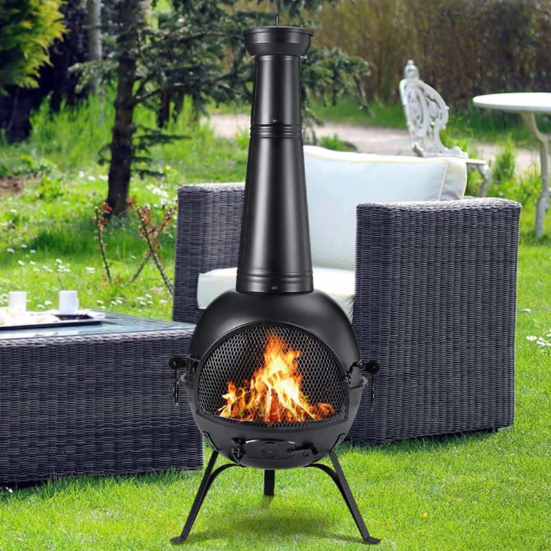 Oberbeck 19.5'' W Iron Outdoor Fire Pit with Lid