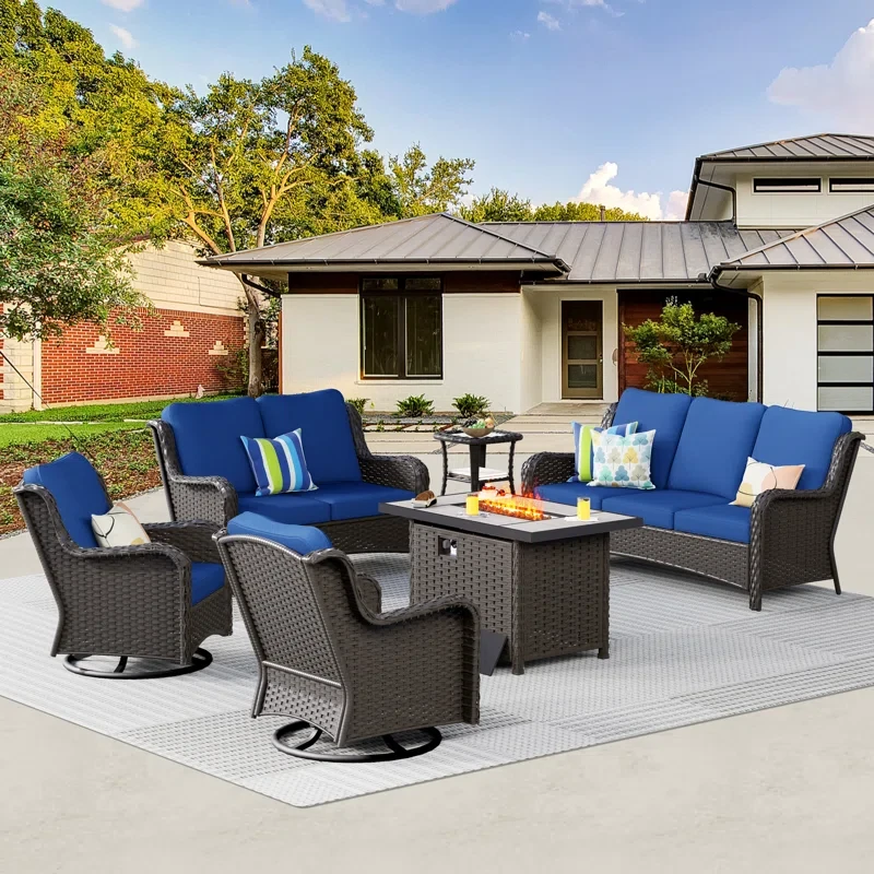 25.2" H x 42.13" W x 25.98" D 8 - Person Outdoor Seating Group with Cushions