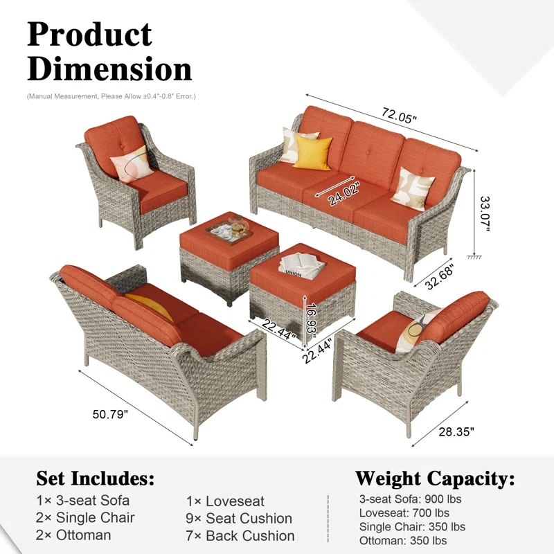 Elyja 7 - Person Outdoor Seating Group with Cushions