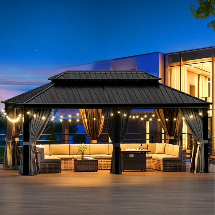 Aluminum Patio Gazebo with Double Roof  20 ft x 12 ft