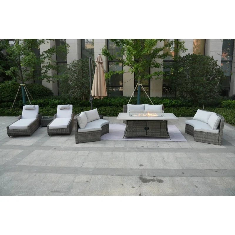 Alseepa 8 - Person Outdoor Seating Group with Cushions