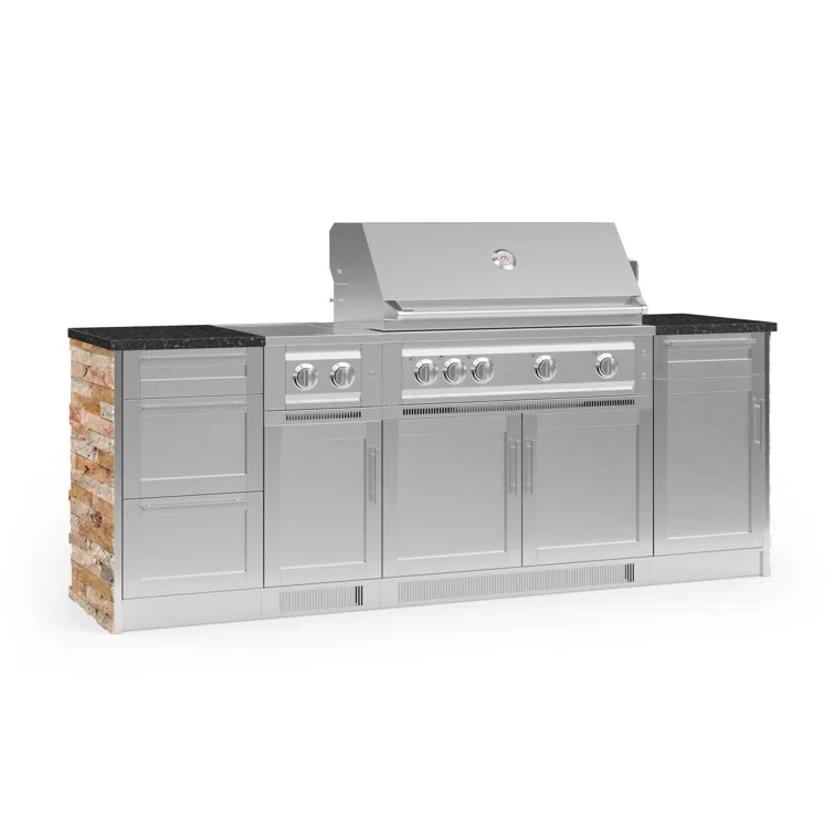 Outdoor Kitchen Signature Series 8 Piece Cabinet Set with 40 in. Natural Gas Platinum Grill