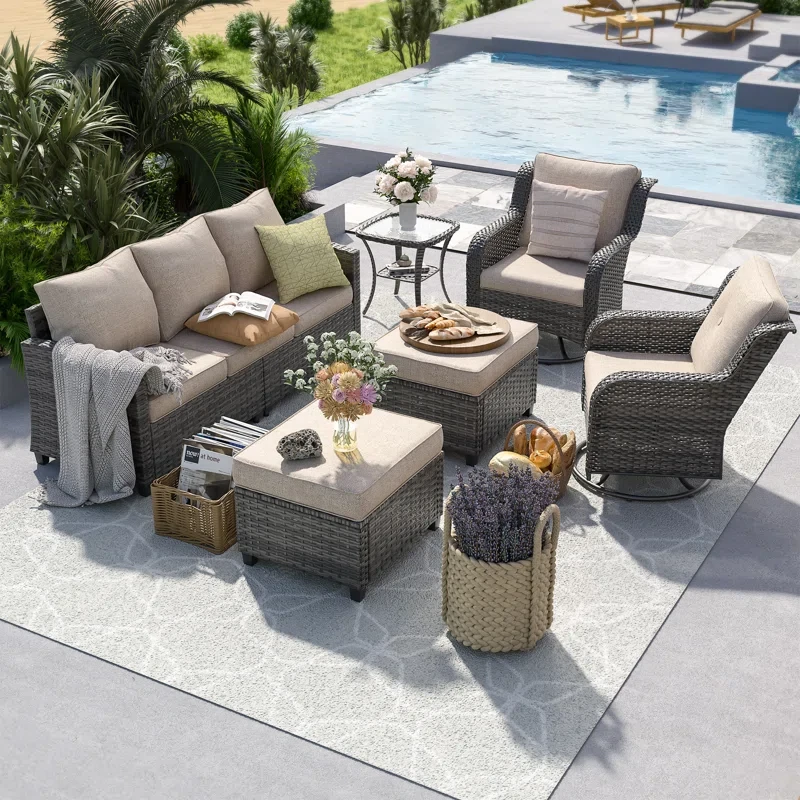 Caelee 7 - Person Outdoor Seating Group with Cushions