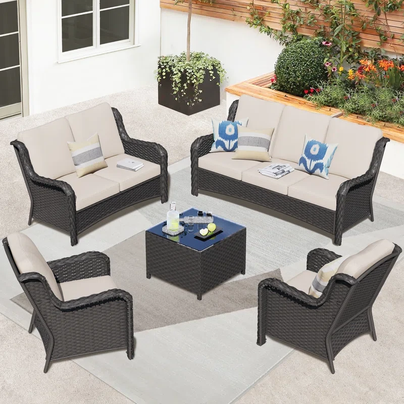 Tommy 7 - Person Outdoor Seating Group With Cushions