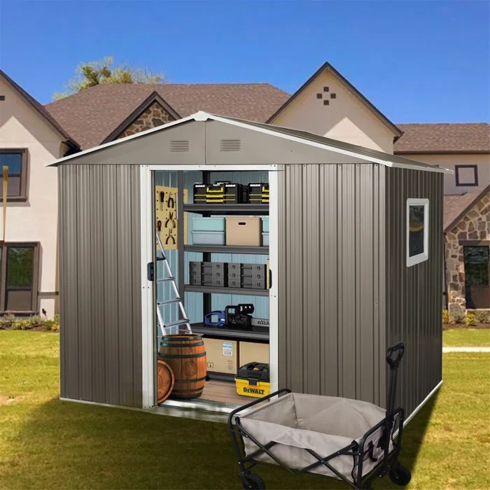 8 ft. W x 6 ft. D Metal Vertical Storage Shed