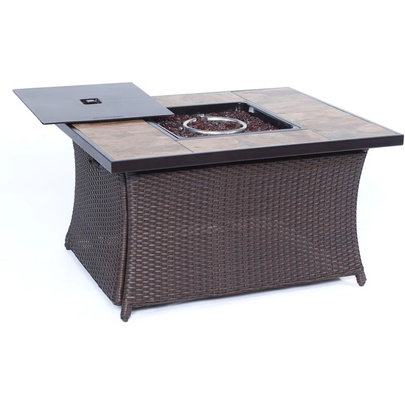 Marcina Wicker Propane Fire Pit Table