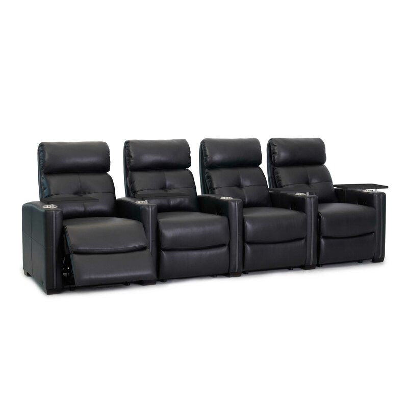 Upholstered Home Theater Seat with Cup Holder Upholstery Material:  Faux Leather