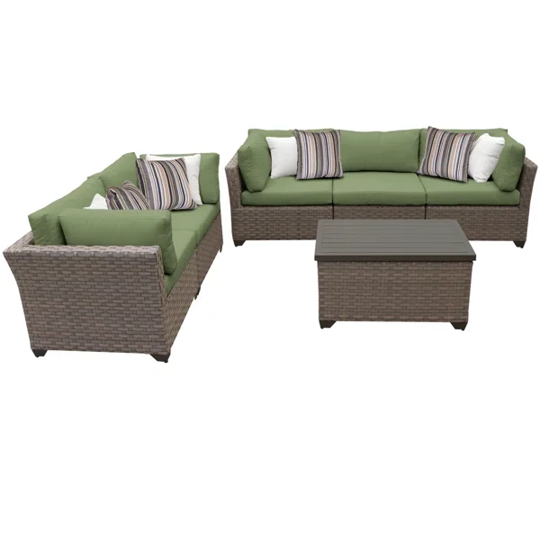 Anupras 6 Piece Outdoor Sectional Conversation Set with Loveseat, Sofa, and Storage Coffee Table