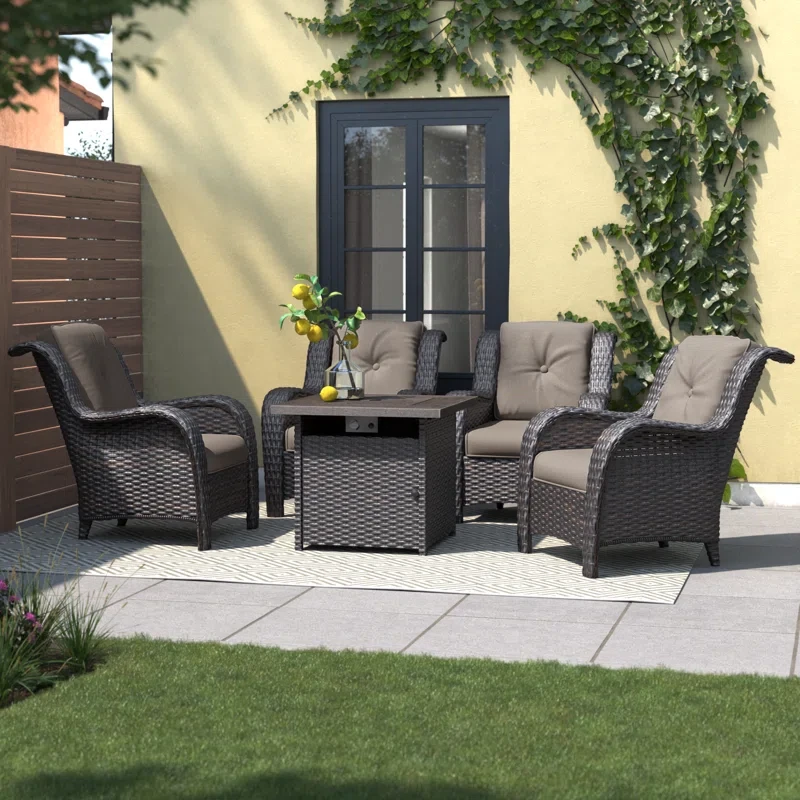 Aowyn 4 - Person Outdoor Seating Group with Cushions