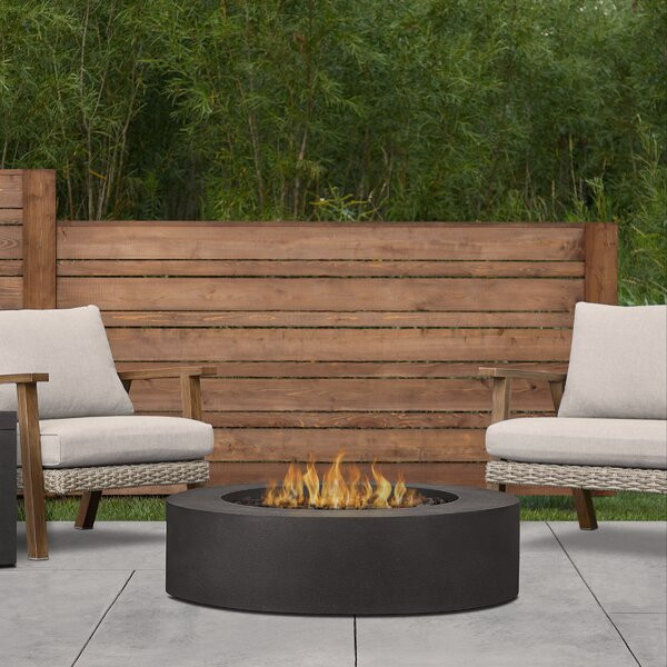 La Valle 43" Round Concrete Propane Fire Pit Table by Jensen Co.