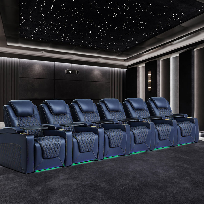 Leather Home Theater Seating with Cup Holder