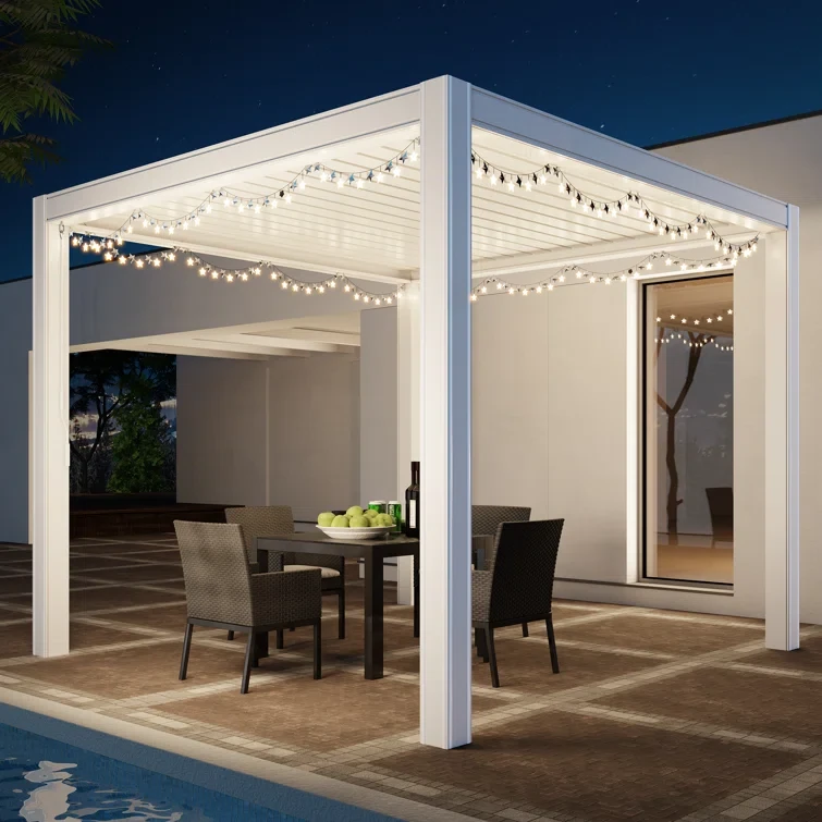 9.74' W x 9.74' D Outdoor Aluminum Pergola with Canopy