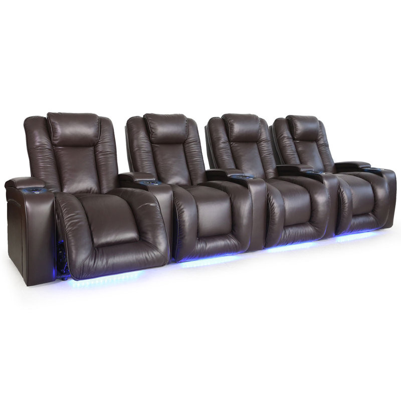 Nathaneal Upholstered Home Theater Seating with Cup Holder