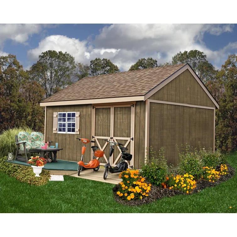 Newcastle 12 ft. W x 16 ft. D Solid Wood Storage Shed