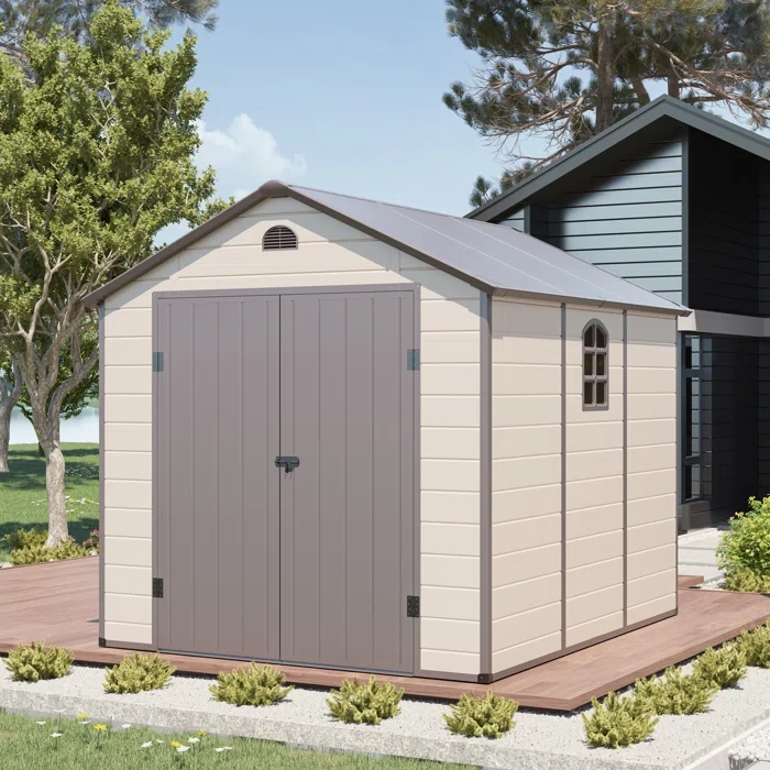 7.80" H x 8" W x 9.20" D Plastic Outdoor Patio Storage Shed