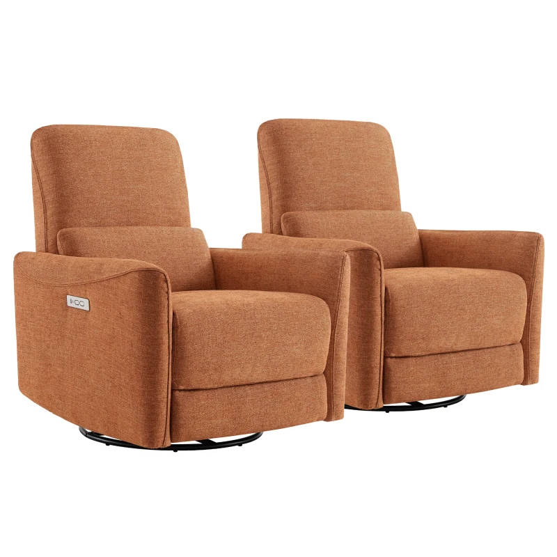 Cadavid Upholstered Swivel Power Recliner (Set of 2)