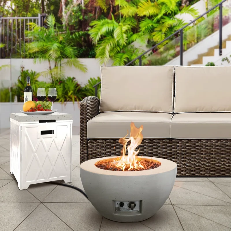 13.4" H x 25" W Concrete Propane Outdoor Fire Pit