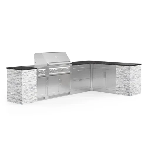 Outdoor Kitchen Signature Series 11 Piece L Shaped Cabinet Set with 40 in. Natural Gas Grill