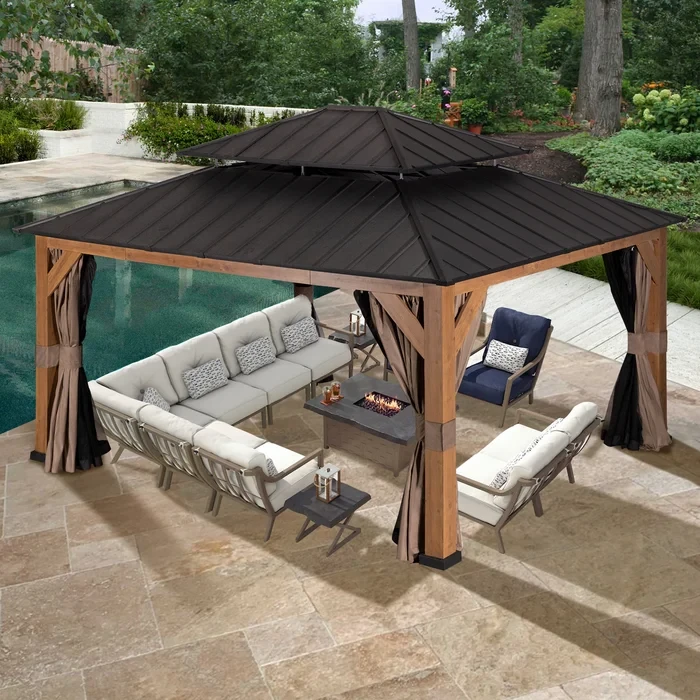 15 Ft. W X 13 Ft. D Aluminum Patio Gazebo