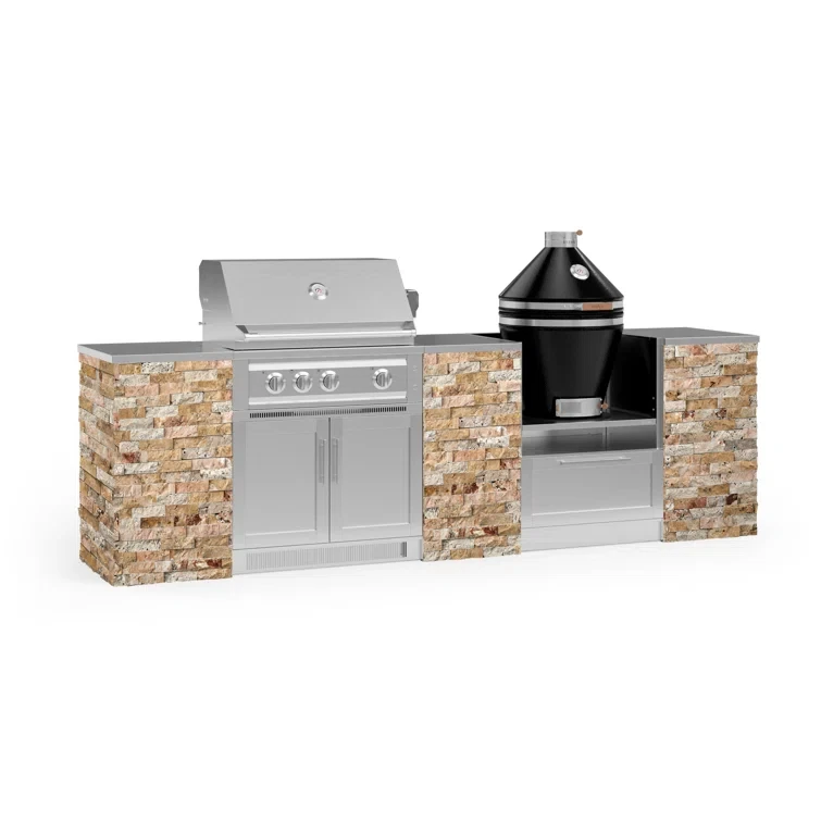 Outdoor Kitchen Signature Series 9 Piece Cabinet Set with 33 in. Propane Gas Platinum Grill