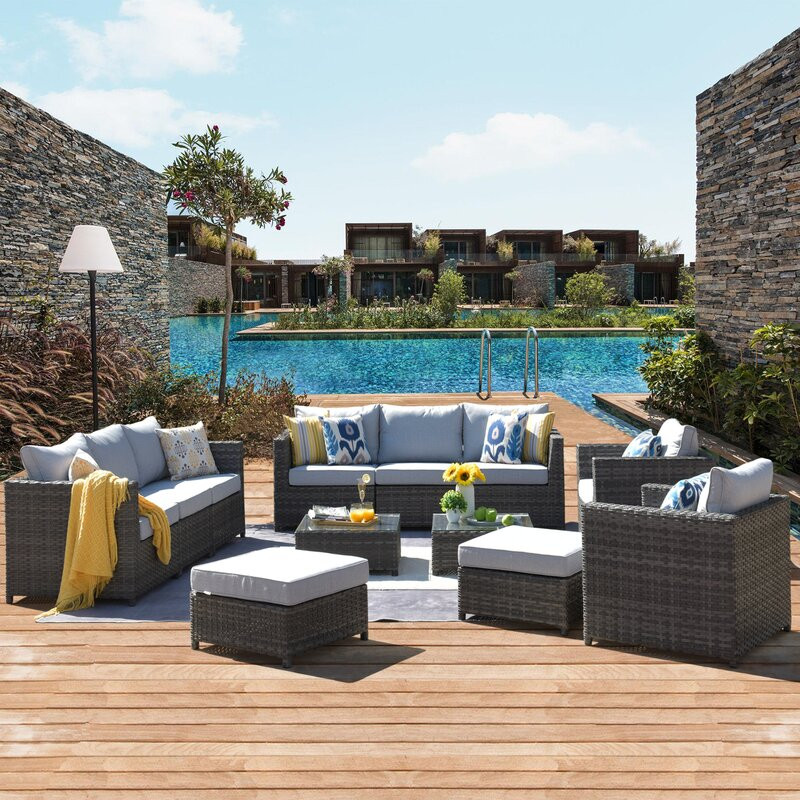 Kensli 12 Piece Rattan Sofa Seating Group with Cushions