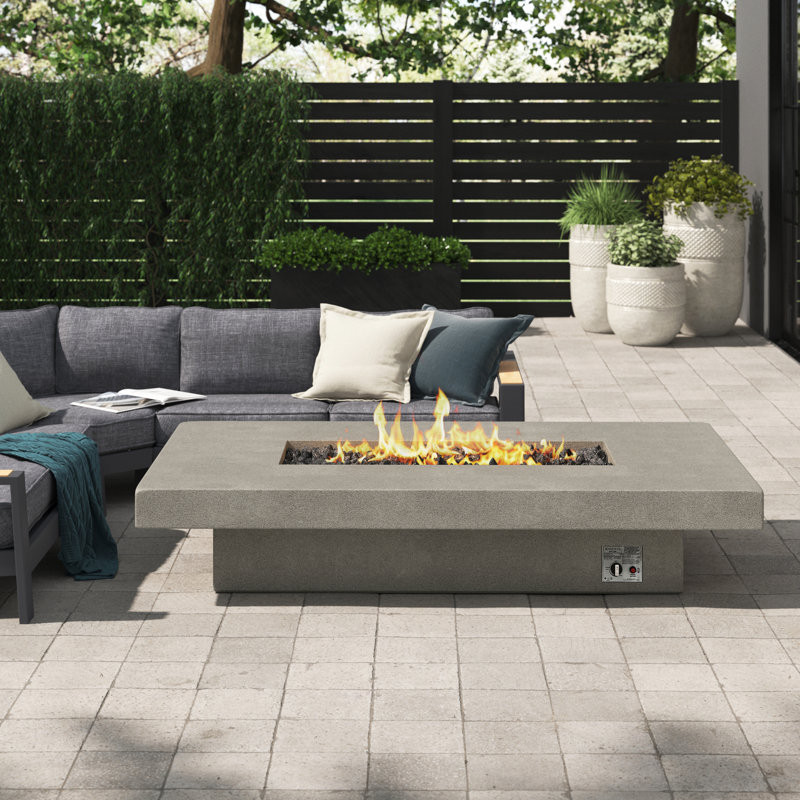 Geneva 72" Rectangle Concrete Propane Fire Pit Table by Jensen Co.