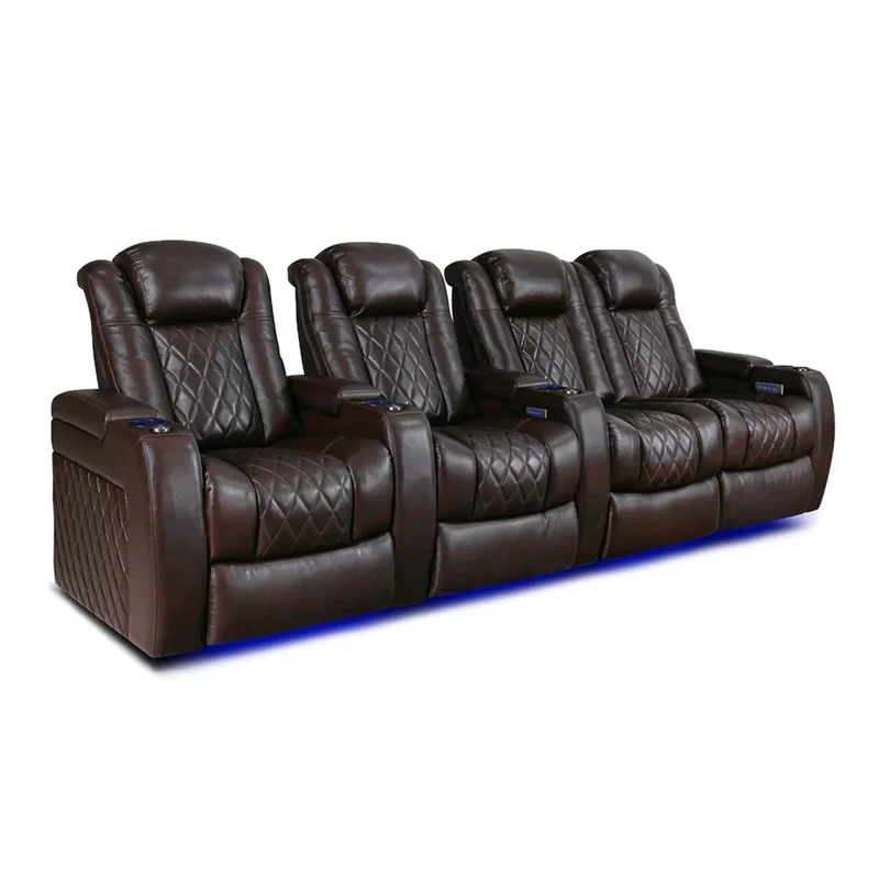 Tuscany Leather Home Theater Seating with Cup Holder