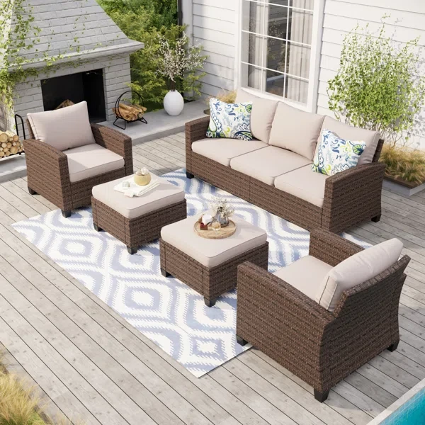 Argyri 7 - Person Outdoor Wicker Patio Conversation Furniture Set