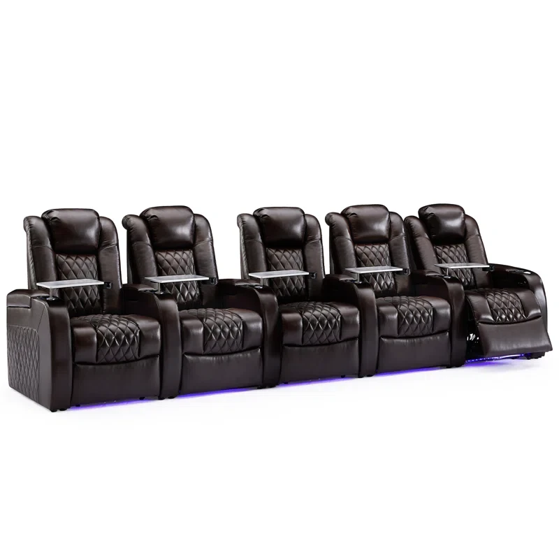 Leather Home Theater Seating with Cup Holder (Set of 5)