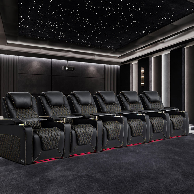 Leather Home Theater Seating with Cup Holder