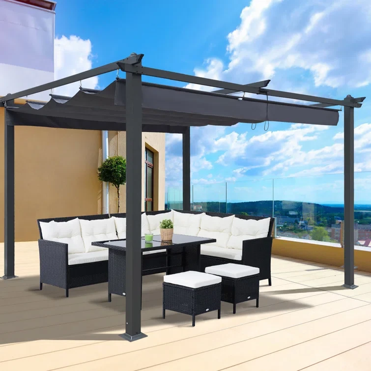 Outdoor Patio Retractable Pergola With Canopy Sun Shelter Pergola