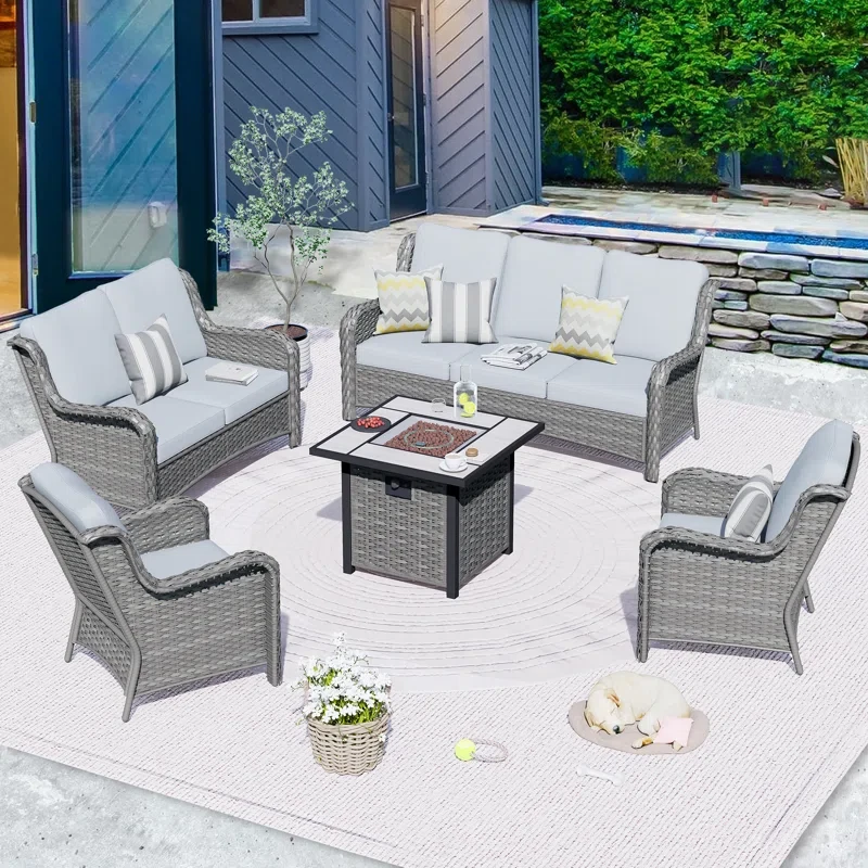 Tommy 7 - Person Outdoor Seating Group with Cushions