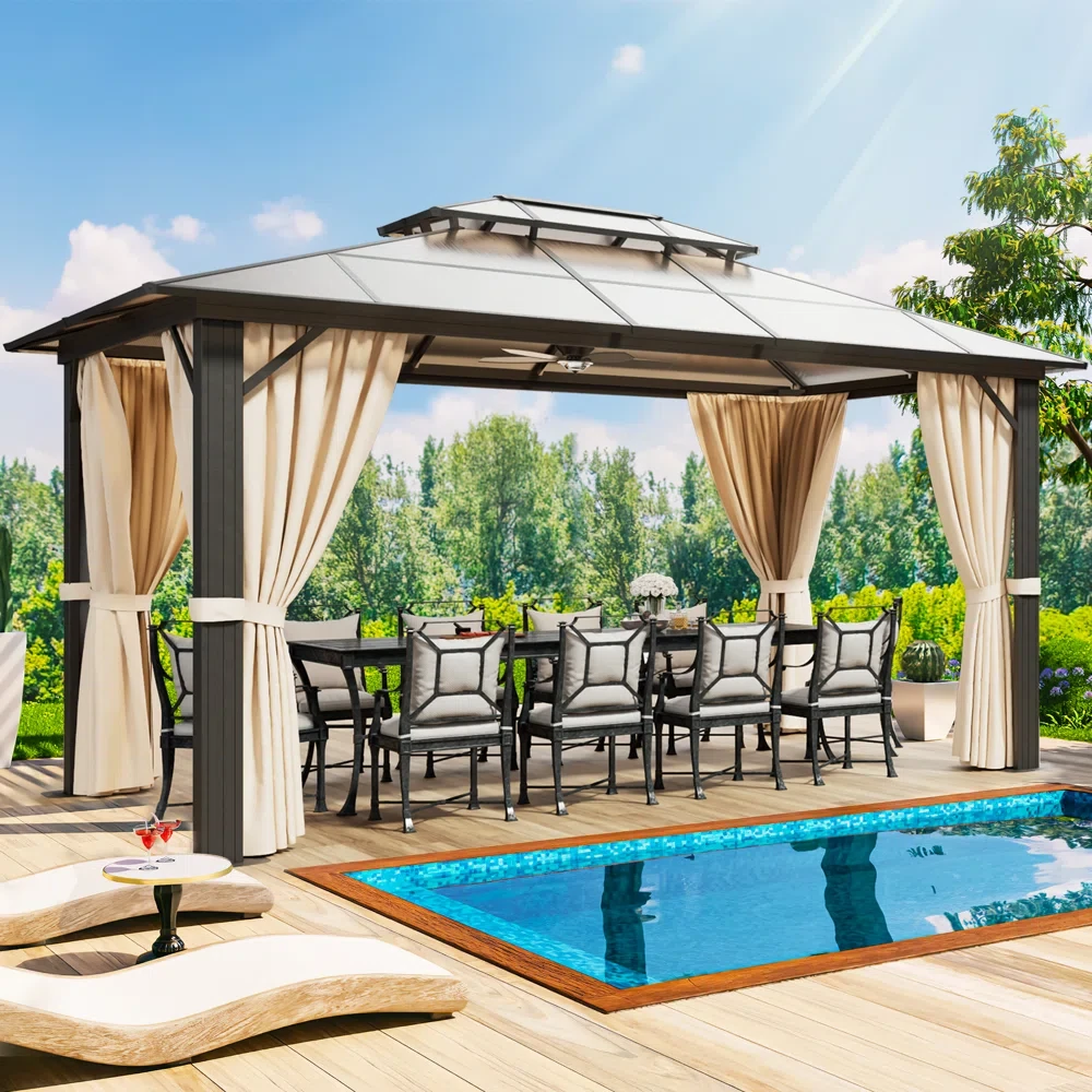 12.5 Ft. W x 9 Ft. D Aluminum Patio Gazebo